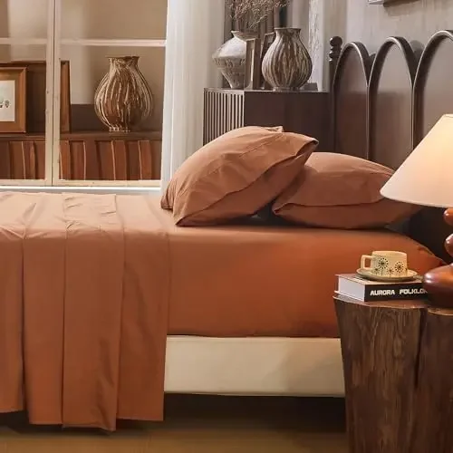 100% Linen Sheet Set Queen Size Extra Deep Pocket Fits 18-24 Inch Mattress, Breathable & Soft, Smooth 4-Piece Set for