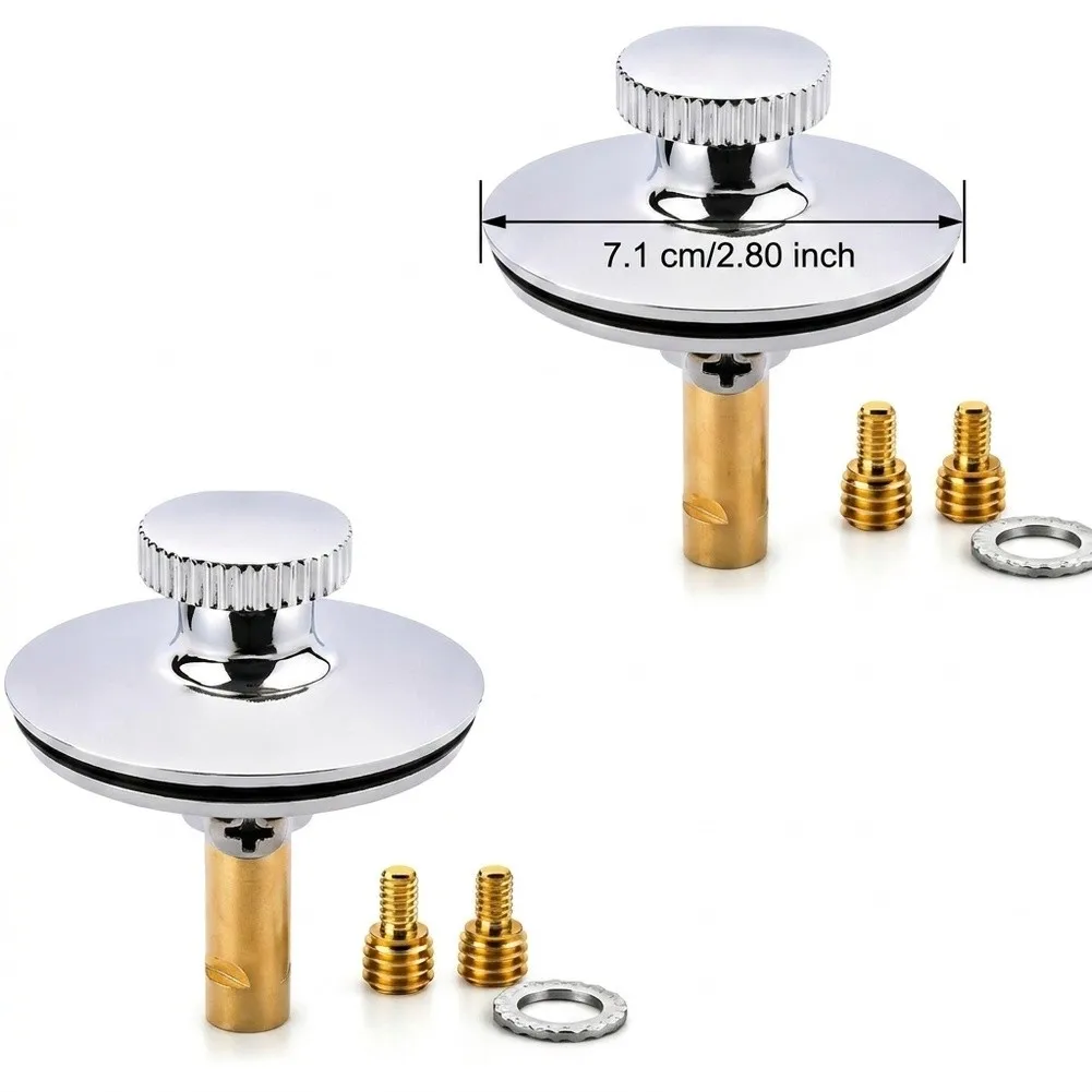 Brass Thread Compatible Basin Drain Stopper with Push for top Cap Design and Compression Style Rubber Flange for Leak Free