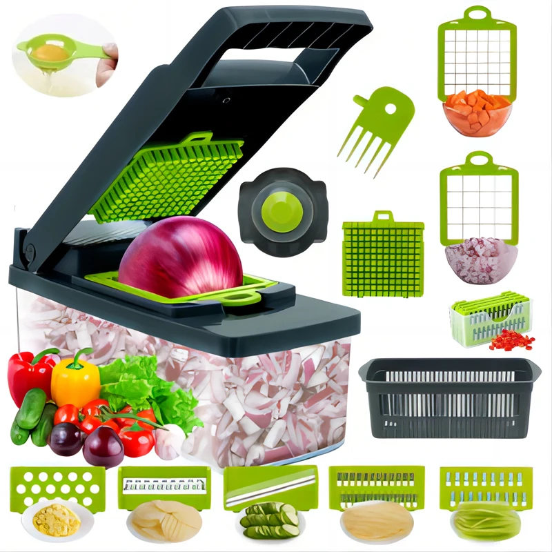 

16 in 1 Multifunctional Vegetable Chopper Onion Chopper Handle Food Grate Food Chopper Kitchen Vegetable Slicer Dicer Cut Tools