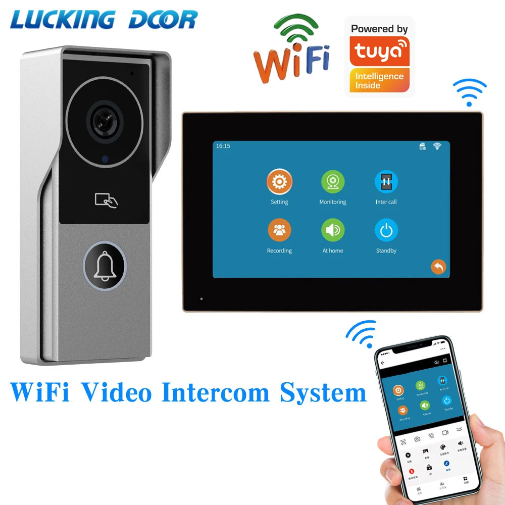 7/10 Inch Video Intercom 1080P Doorbell for Apartment 2-Monitor Kit House Wifi Door Phone Security Home System Swipe Card Unlock