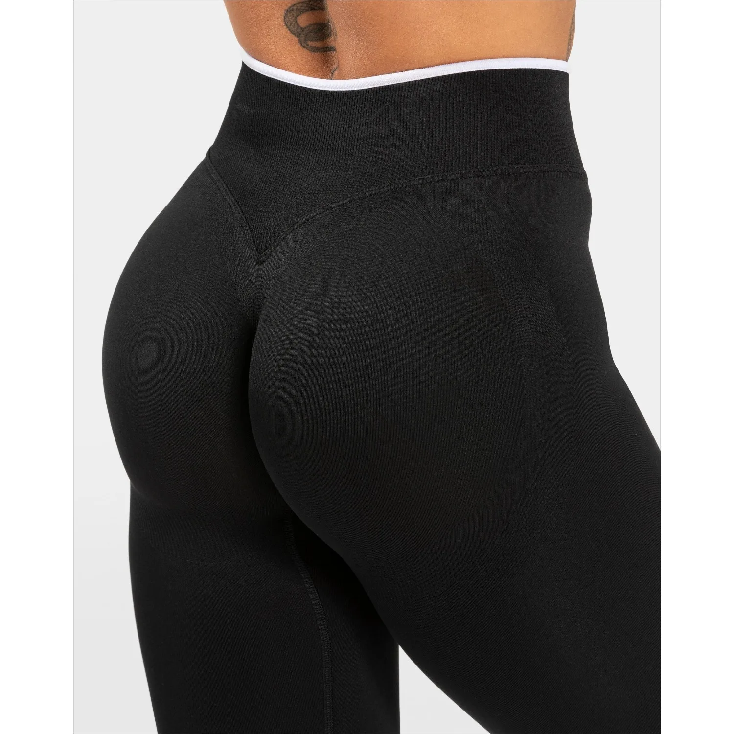 المرأة سلس الصالة الرياضية بلون السراويل الرياضية حافة بيضاء الخصر ضيق عالية الخصر الورك رفع اليوغا السراويل تشغيل ممارسة السراويل