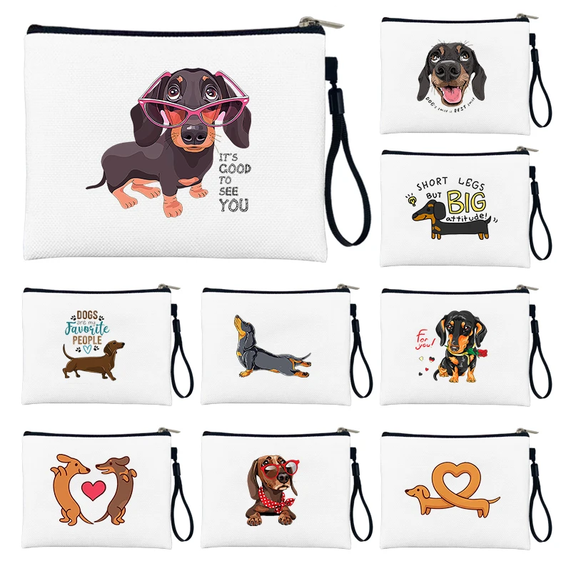 Love Dachshunds Dogs Cosmetic Bags Bridesmaid Clutch Travel Beauty Makeup Bag Bachelor Lipstick Wedding Party Bride Pencil Cases