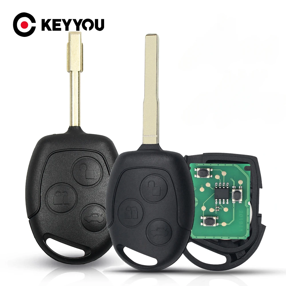 KEYYOU 433 MHz bez chipa zdalny kluczyk samochodowy do Ford Focus Ka Mondeo Galaxy Fiesta Fusion 2006 2007 3 przyciski