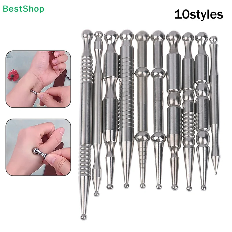 

♥Stainless Steel Acupuncture Pen - Dual Head Deep Tissue Massager for Face & Body, Acupressure Tool for Meridian Pain Relief