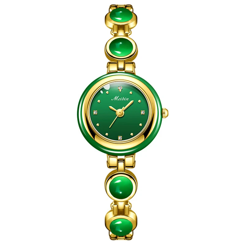 

CQ360 Fashion Women watch natural Hotan Jade diamond inlaid women's elegant waterproof bracelet quartz watch，watches for woman