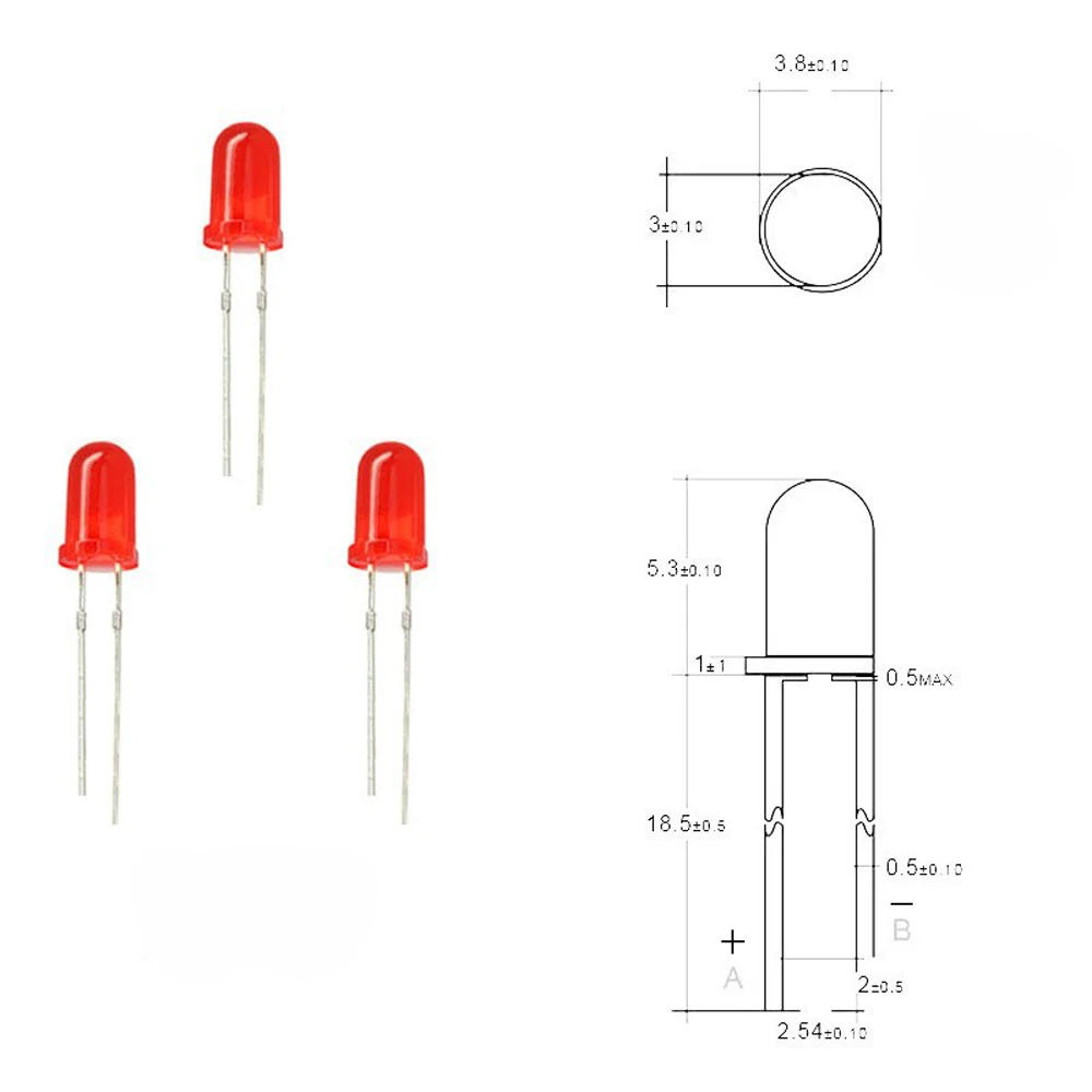 100ชิ้นหลอดไฟ LED F5/F3หลอดไดโอดลูกปัดสีบัดกรีแบบมีสายล่วงหน้า/แดง/น้ำเงิน/เขียว/ส้ม/เหลือง5มม./3มม.