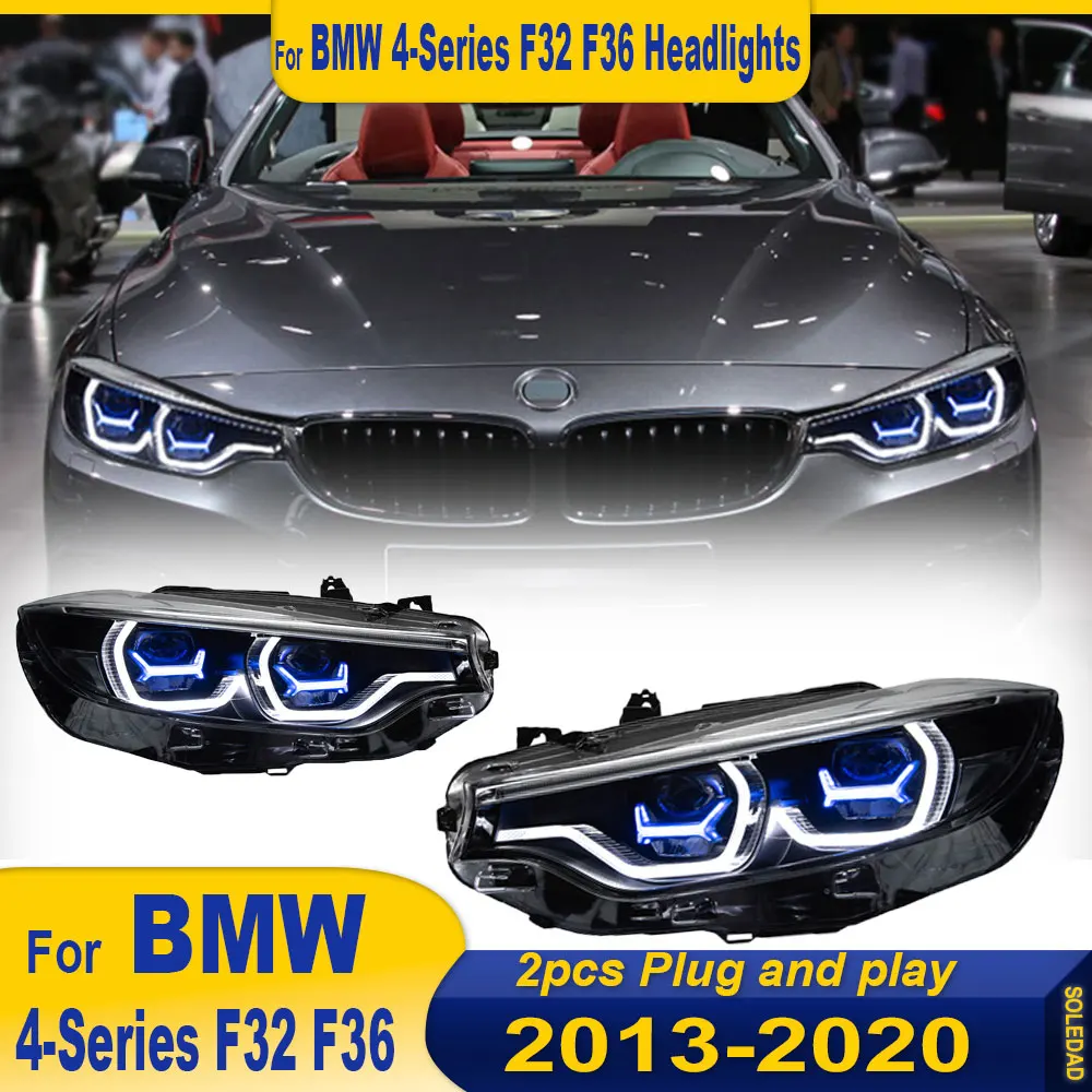 A Pair Car Front Headlights For BMW 4 Series F32 F36 2013-2019 Fiesta LED Lens HeadLamp Styling 425i 428i 430i Auto Accessories