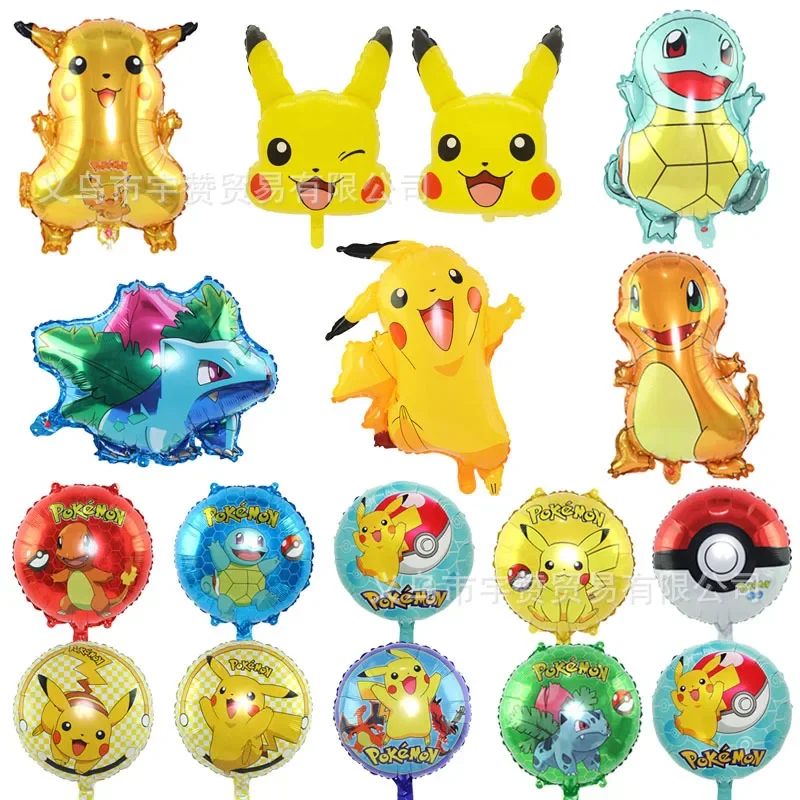 

Pokemon Cartoon Pikachu Aluminum Film Balloon Anime Small Fire Dragon Genie Turtle Frog Seed Party Decoration Supplies Balloon