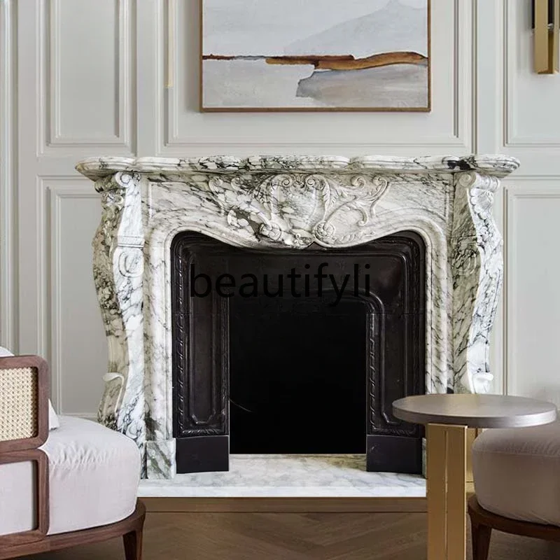 

yj32 European carved fireplace decoration French villa living room heating light luxury ornament