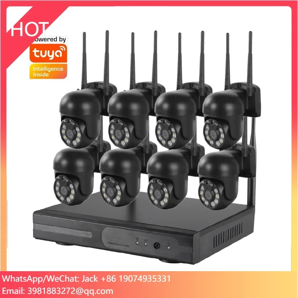 Tuya Registrazione audio Wifi esterno OEM H.265 4k Nvr 5mp Poe Cctv Dome Sistema di telecamere di sicurezza Video Dome Set Nvr con schermo integrato