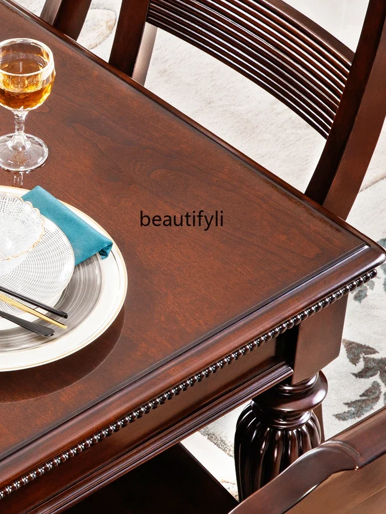 Q132 American solid wood cherry wood dining table 1.6/1 meters rectangular retro restaurant country style dining table