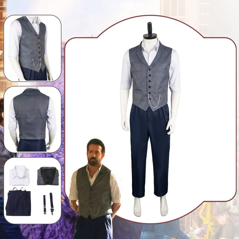 

Ryan Cosplay The Man Upstairs Costume Movie IF Disguise for Adult Men Uniform Vest Pants Outfit Halloween Carnival Party Clothes