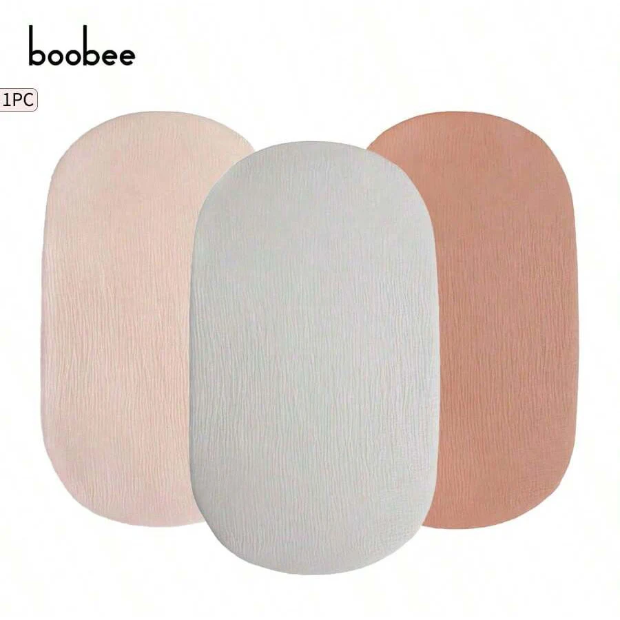 1Pc Baby Crepe Solid Color Fitted Sheet, Cradle Mattress Cover - Skin-Friendly and Soft, Breathable Cotton Yarn That Won'T Feel Stuffy, Suitable for Various Bed Types, Washable and Color-Fast, Comfortable Crib Sheet - Made of Muslin Material, Perfect Gift for Babies on Christmas, Halloween, Thanksgiving