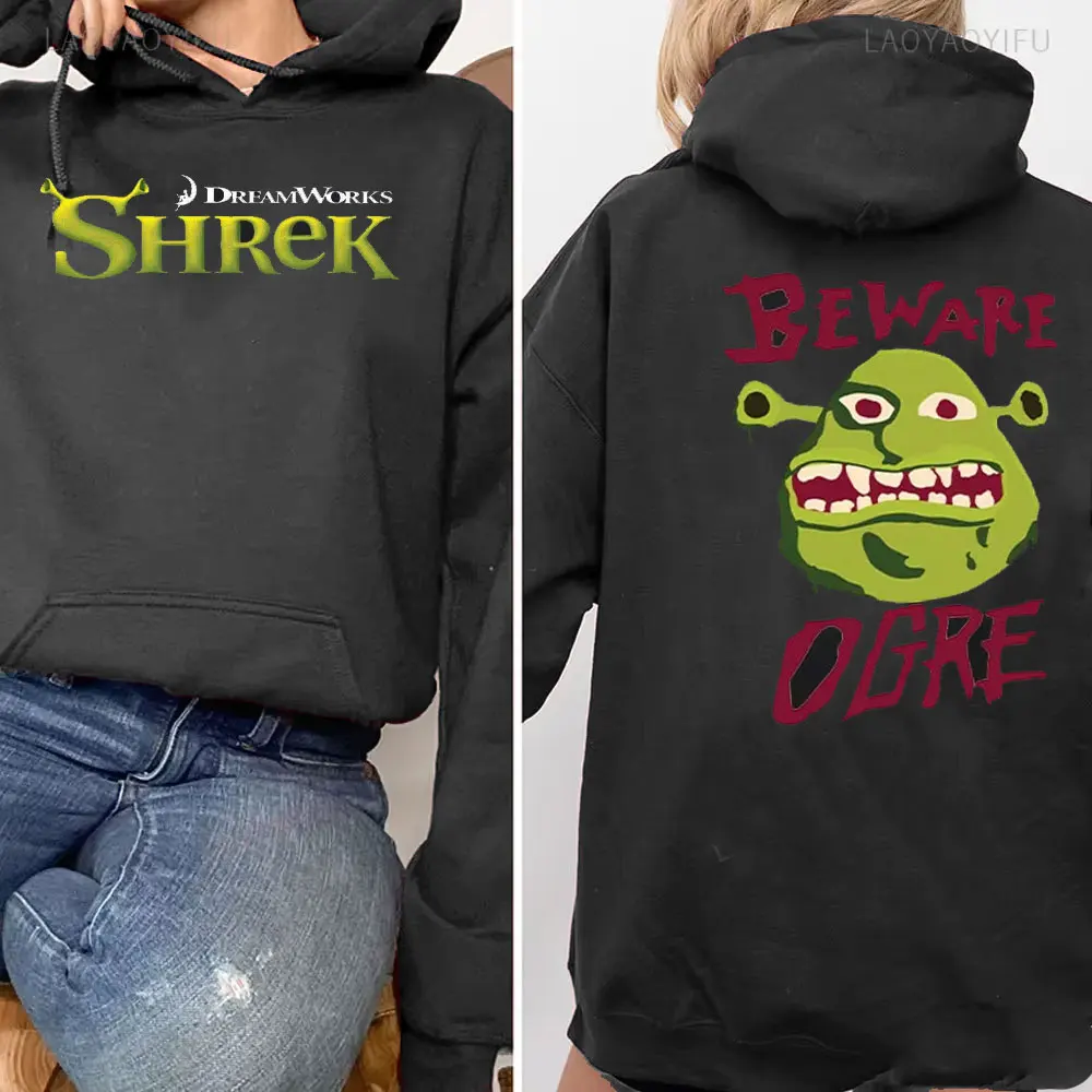 Anime Hoodie Beware Ogre Hoodie Shreks Men Vintage Hoody Round Neck Long Sleeve Gift Idea Tops Unisex Pullovers Sudadera Hombre