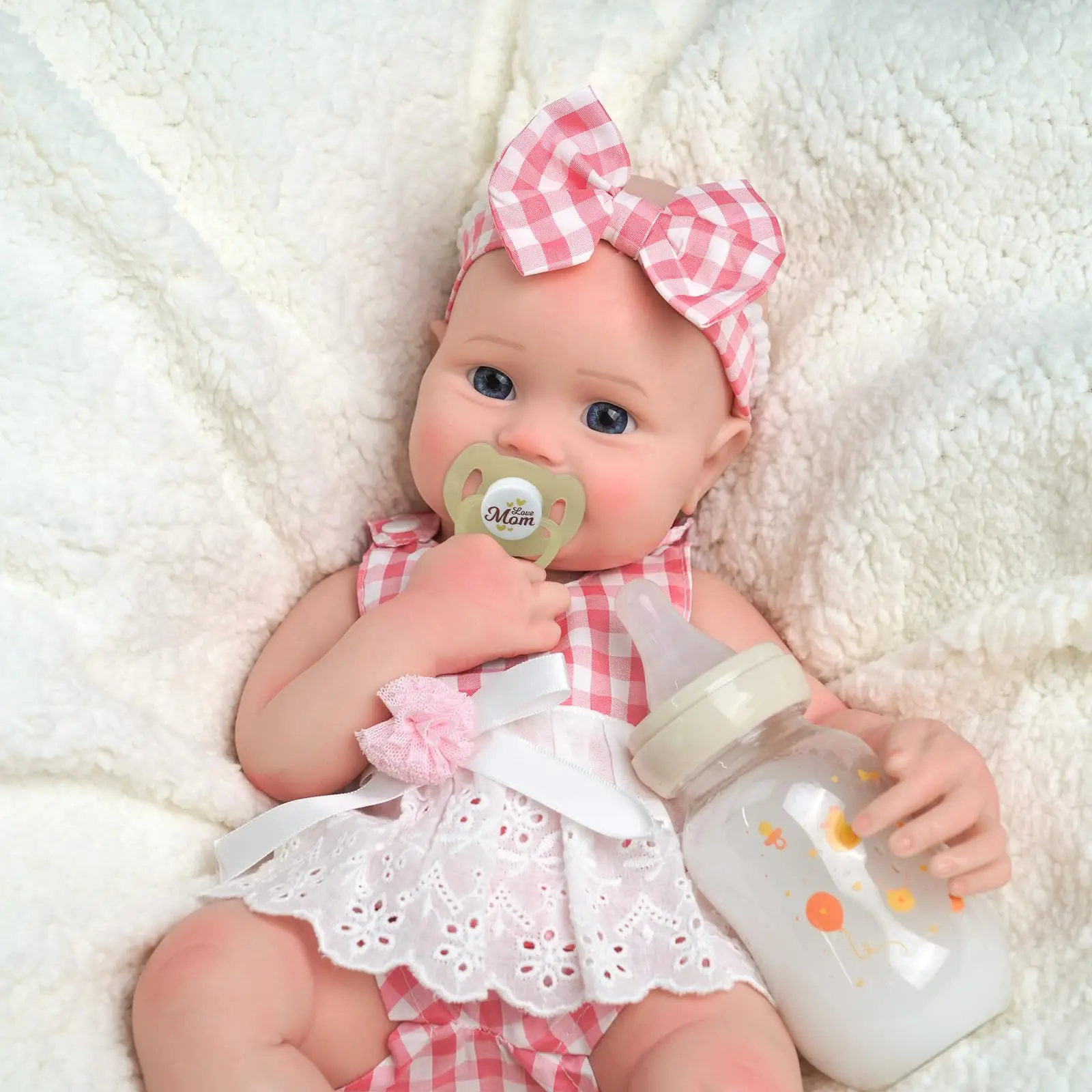 16-Inch Full Silicone Reborn Baby Doll, Realistic Newborn Doll, Poseable to Hold Any Posture, Washable Premium Silicone, Complete Holiday Gift Set for Birthday, Pretend Play & Art Collection