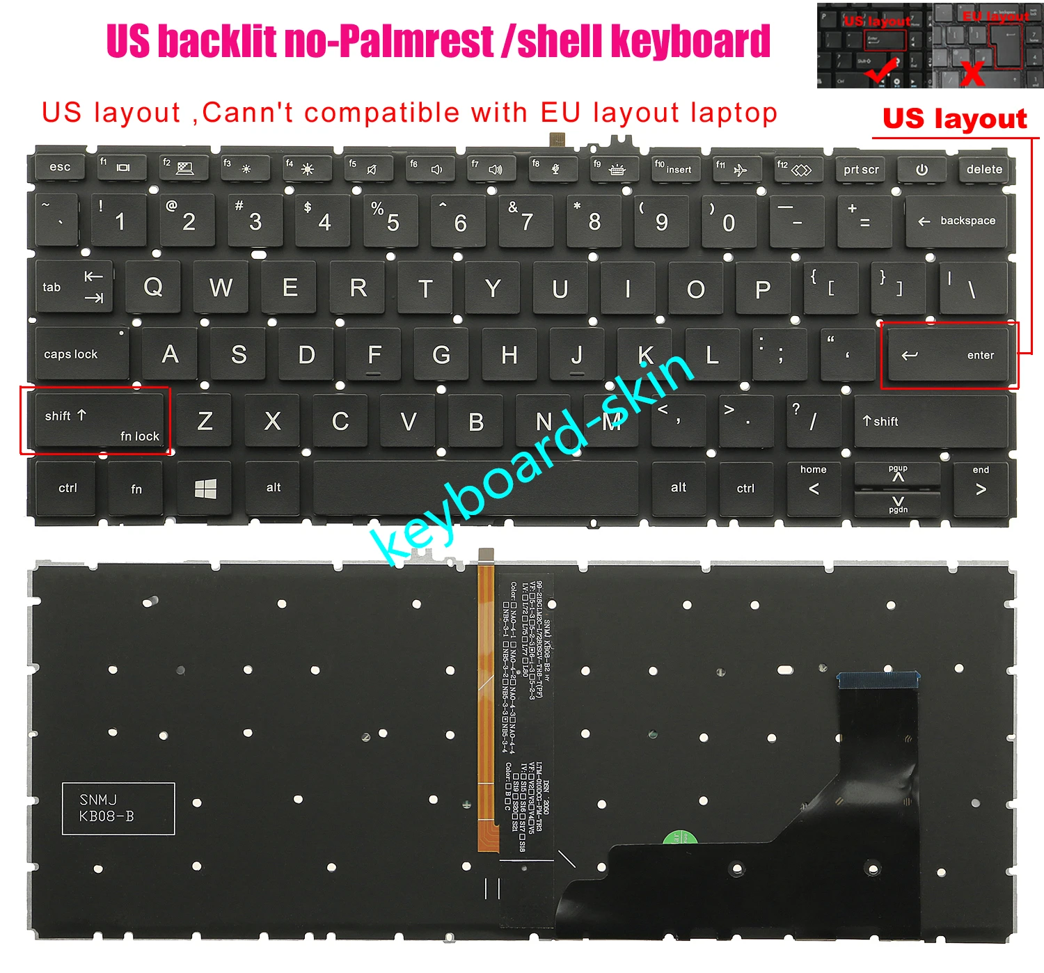 New US with-backlit keyboard for HP ProBook 630 G8 ,635 Aero G7 ,635 Aero G8 laptop