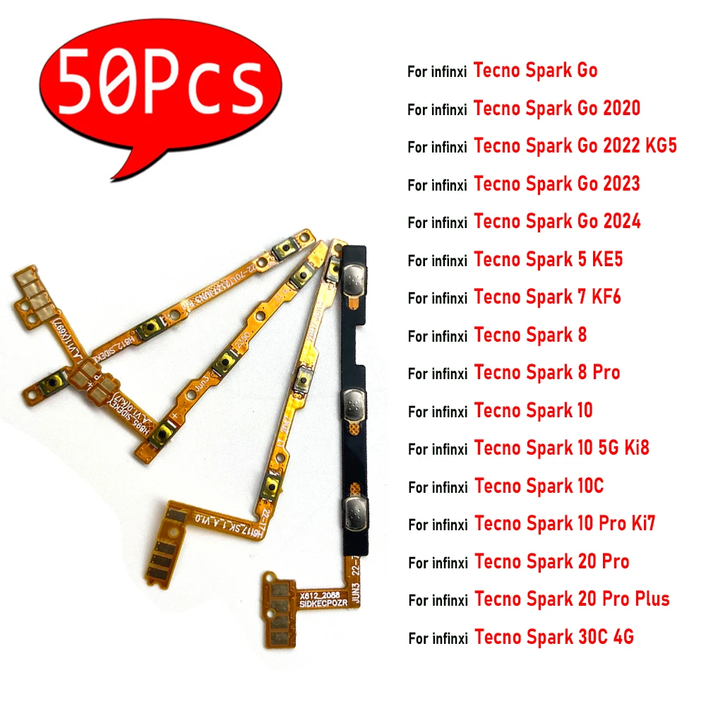 50 قطعة ، تشغيل/إيقاف حجم مفتاح زر فليكس ل infinxi Tecno Spark Go 2020 2022 2023 2024 5 KE5 7KF6 8 10 20 Pro Plus 30C 4G 10C #1