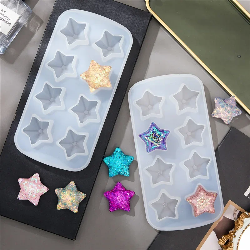 DIY Crystal Epoxy Mold 8 Three-Dimensional High Mirror Five-Pointed Star Ice Grid Decorative Star Silicone Mold