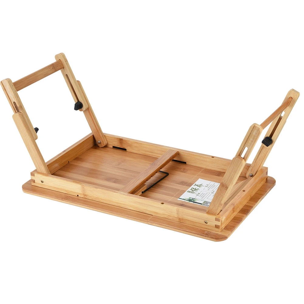 المحمولة طوي خشبية الخيزران طاولة كمبيوتر محمول أريكة سرير حامل كمبيوتر محمول حامل قابل للتعديل خشبية الخيزران مكتب كمبيوتر محمول #4