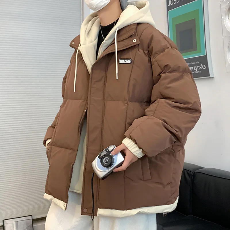 Giacca invernale da uomo calda moda addensare giacche da uomo streetwear coreano cappotto corto allentato giacca con cappuccio spessa da uomo abiti maschili