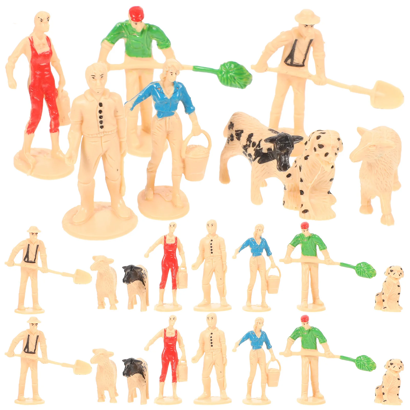 3 مجموعات شخصيات مصغرة مجموعة عالية محاكاة الحيوان الناس للأطفال مزرعة الحيوانات Playset مزرعة صغيرة اكسسوارات ديكور طاولة الرمل