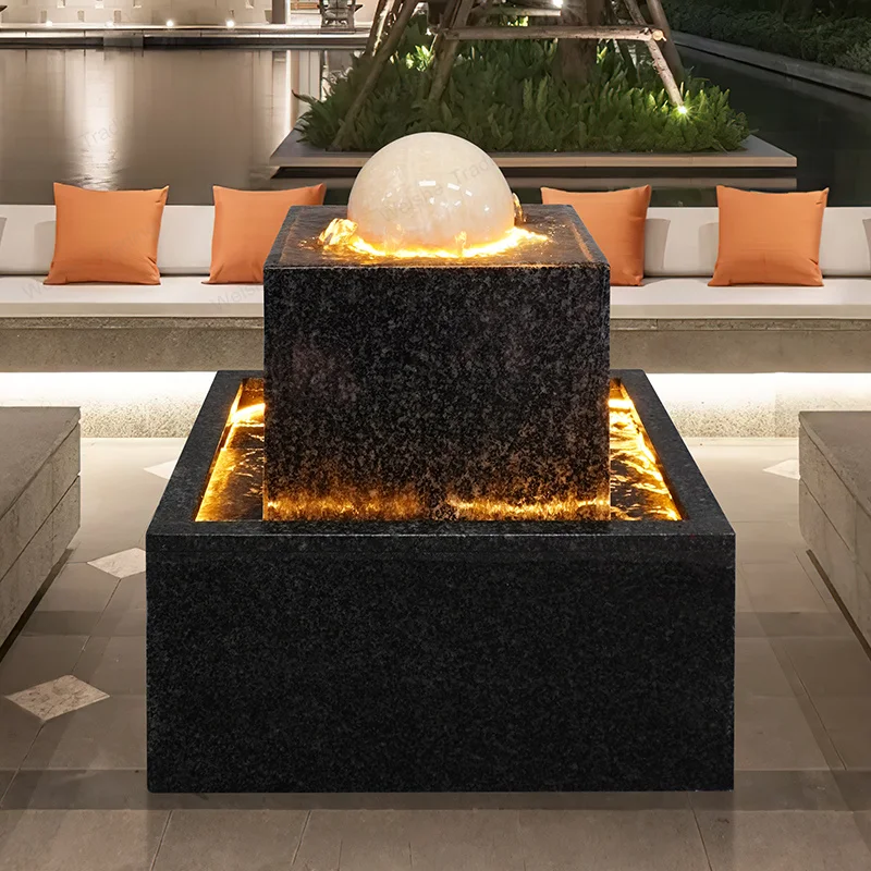 Courtyard Gift Home Decor Living Room Fountain Simple Attract Wealth Home Deco Villa Stone Figurines Siervoorwerpen MHBJ