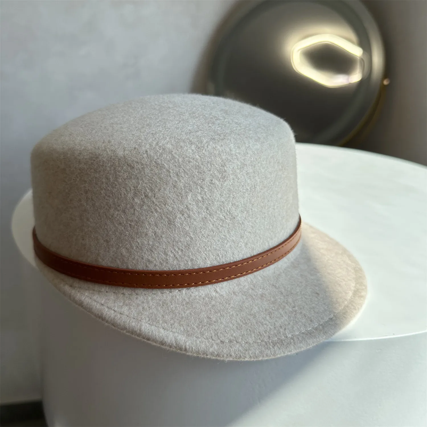 Women Retro Short Brim Equestrian Hat 100% Pure Wool Cap Elegant Versatile Fall Winter Daily Headwear Warm Fashion Outdoor