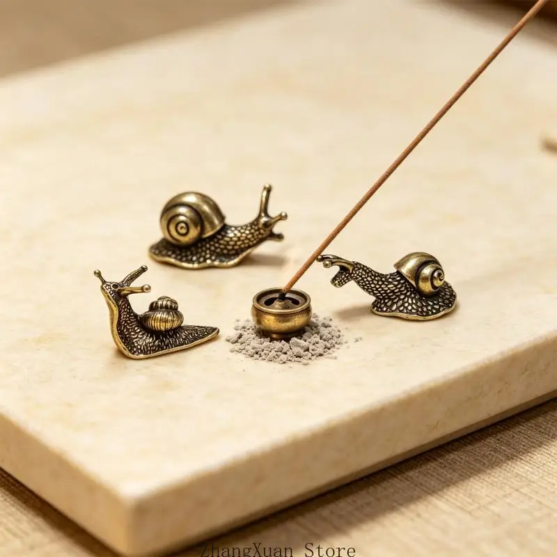 Antike Miniatur-Schneckenfiguren aus Metall, 3er-Set für Tischdekorationen mit strukturiertem Muscheldesign, Tischplatzierung – Detail 7