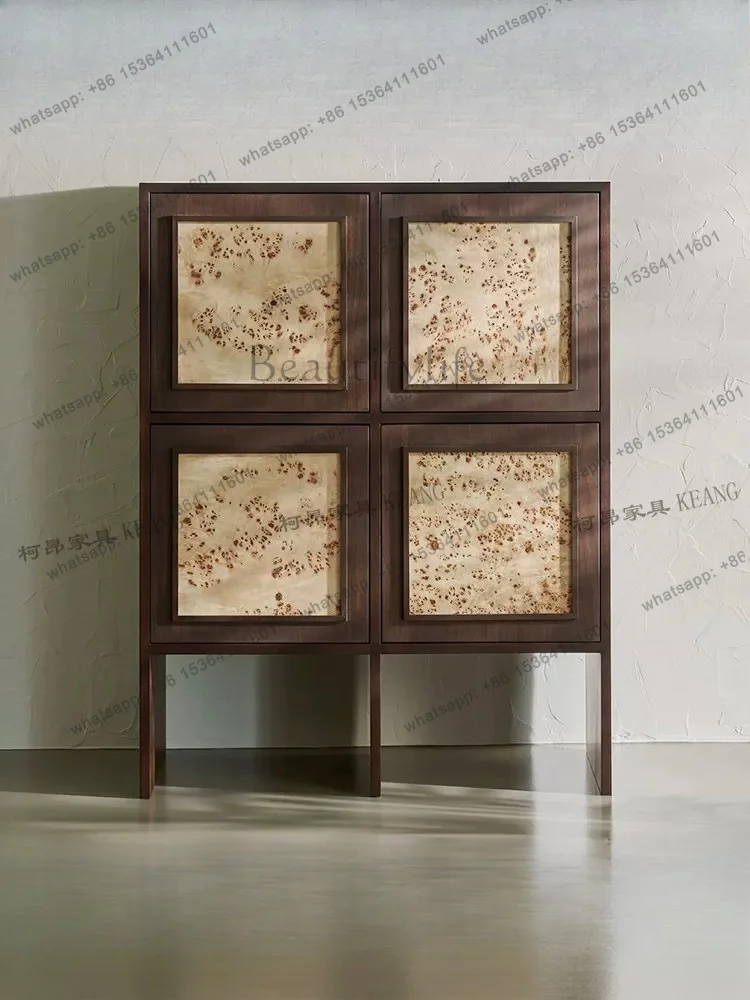 PG American tree tumor bark solid wood dining side cabinet French natural texture living room sofa retro storage cabinet