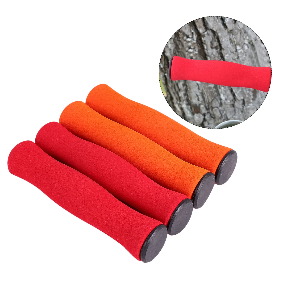 

4pcs Sponge Grips Comfortable Bike Handlebar Cover Wear-Resistant Waterproof For Cycling Handlebar Ends Red Orange