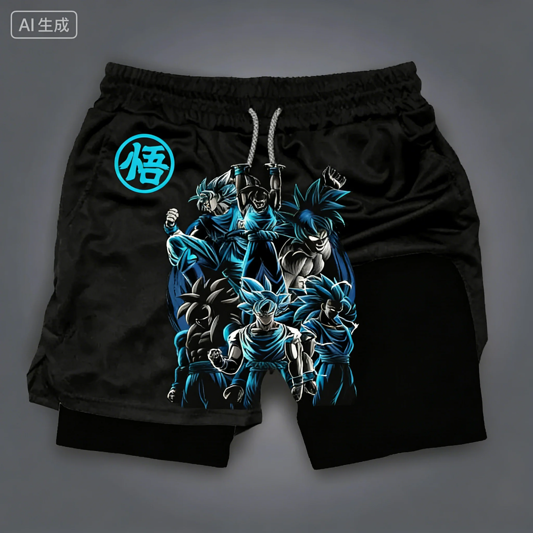 

Мужские летние спортивные шорты 2026 года, быстросохнущие, двухслойные, в стиле Y2K, с принтом Dragon Ball, баскетбольные, компрессионные, 2-в-1