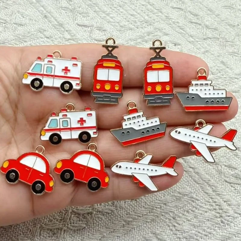 10pcs DIY jewelry accessories, ships, airplanes, trains, small cars, alloy earrings, bracelets, necklaces, pendants