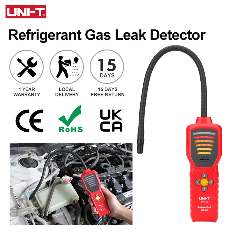 

UNI-T Refrigerant Gas Leak Detector UT336A Air Conditioning HVAC Refrigerant Leak Detector CFC HFC HCFC HC HFO Gas Tester