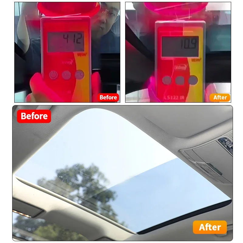 الجملة 7.5Mil 99% رفض الحرارة الأشعة فوق البنفسجية حجب الضوء الأزرق/أسود اللون فتحة سقف السيارة فيلم بولي TPU بانورامية كوة طبقة حماية