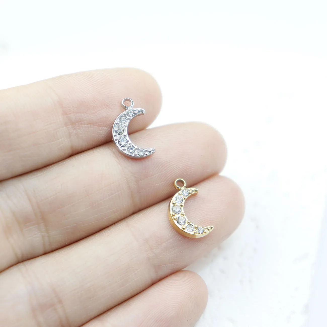 5pcs Stainless Steel Star Moon  Fashion Jewelry Accessory Components Charms DIY Handcraft Vacuum Plate Waterproof Antiallergic