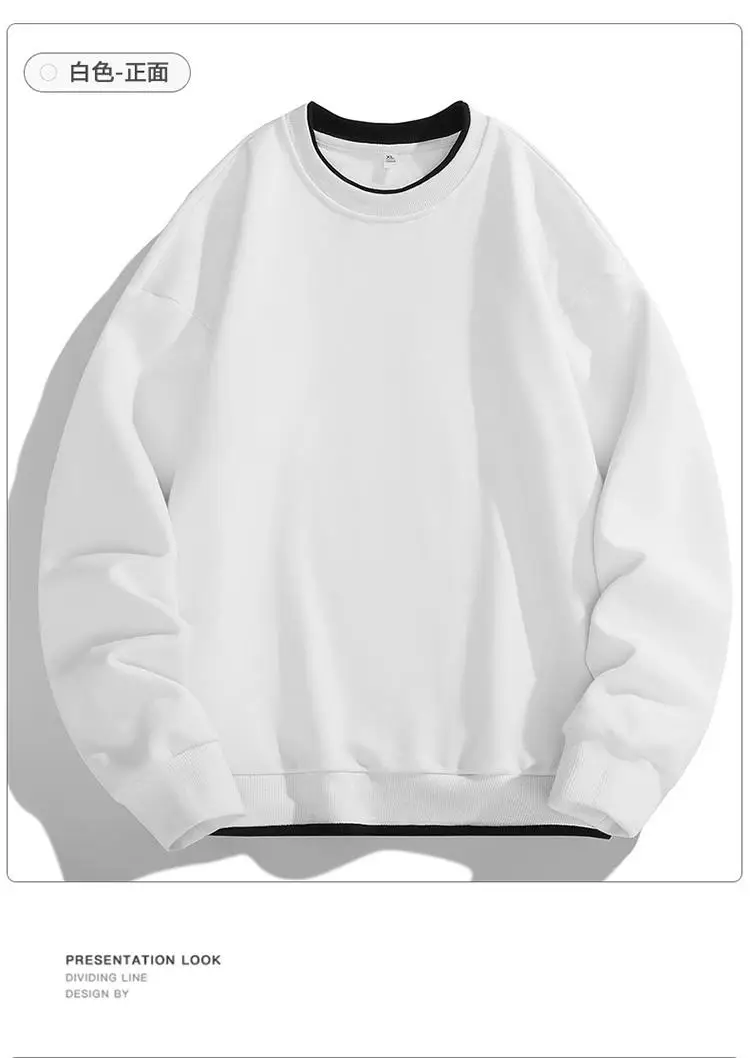 2026 Men O-Neck Basic Hoodies Male Casual Loose Harajuku Hoodles Sweatshirts Long Sleeve Tops Solid Color Streetwear Pullovers