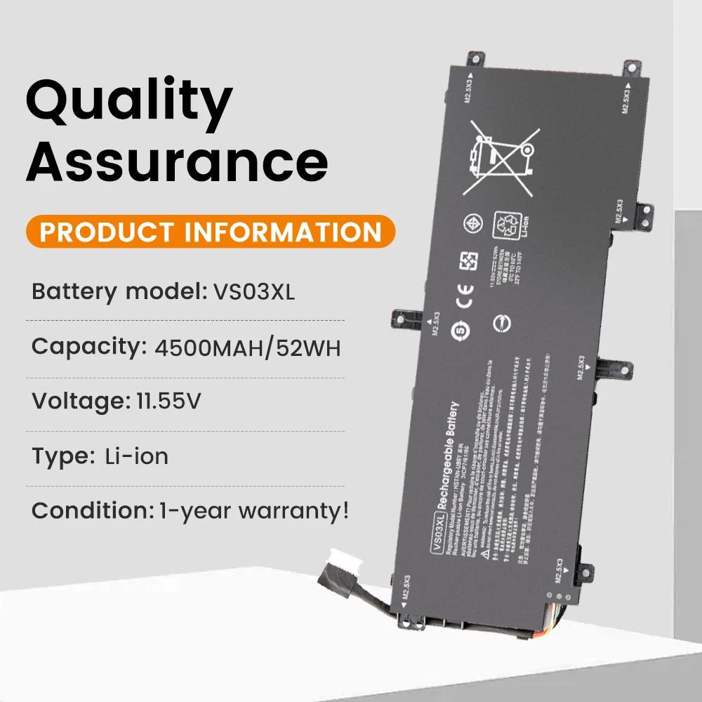 VS03XL Laptop Battery for HP Envy 15-AS 15-as024TU 15-as025TU 15-as028TU HSTNN-UB6Y 849047-541 849313-850 TPN-I125 11.55V 52Wh