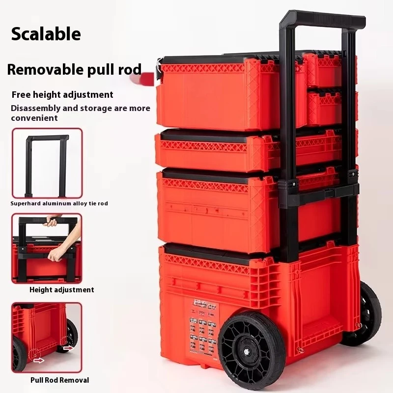 

2026 Industrial-Grade 6-Layer Stacked Multi-Functional PULLEY Electric Hardware Trolley Case Mobile Toolbox for Cars OEM