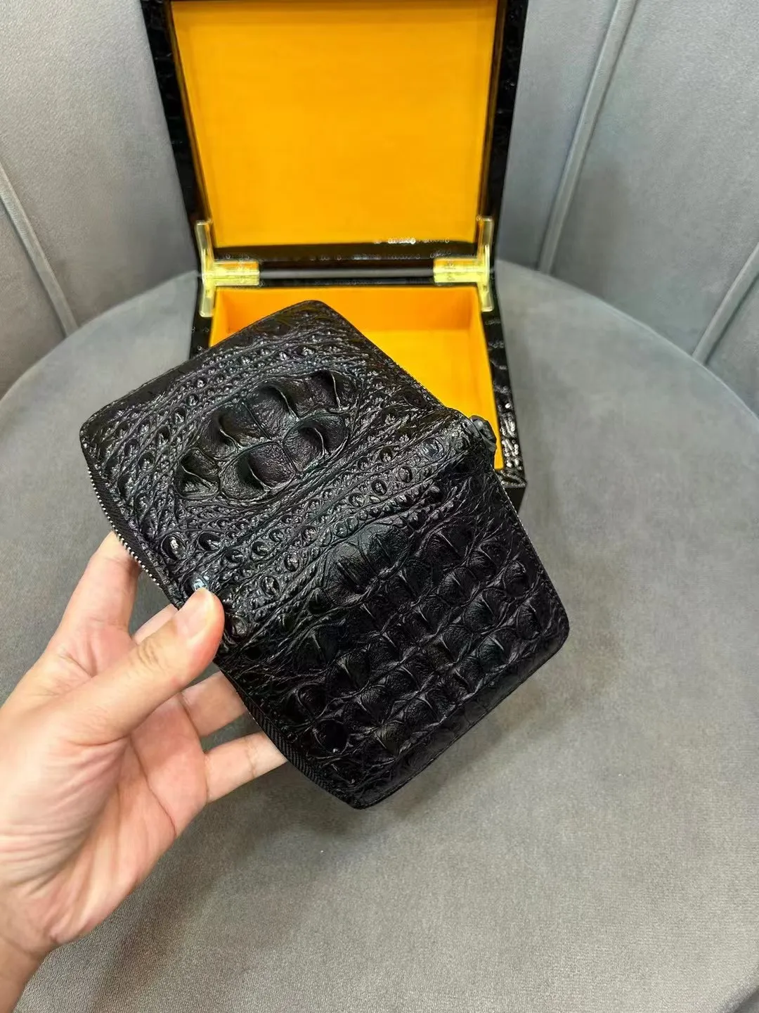 100% Genuine crocodile skin wallet bank cards case alligator leather purse credit card purse zipper closure
