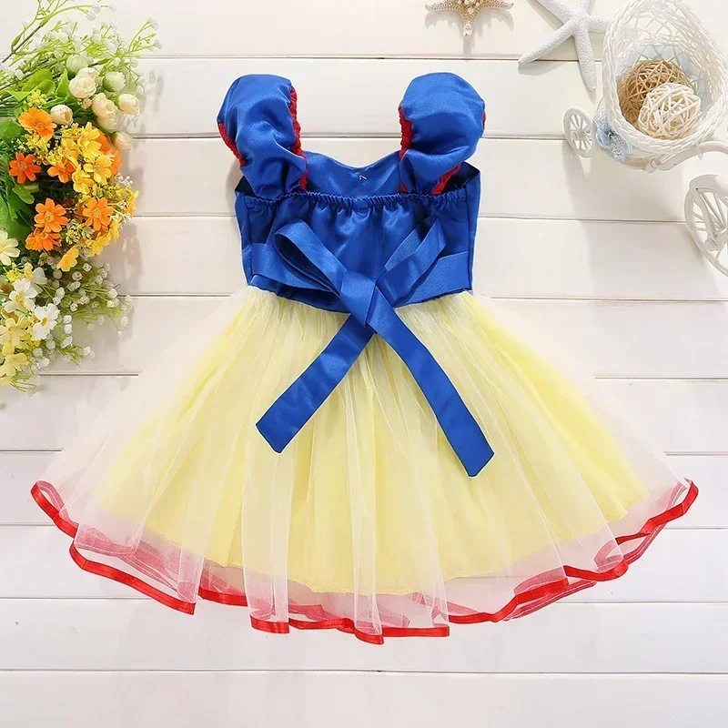 Classic Fancy Snow White Dress for Baby Girls Halloween Carnival Princess Costume Children Fluffy Tulle Tutu Dress for 1-5 Years