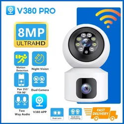V380 Pro Dual Lens 8MP Wireless Camera WIFI Home Smart Protection Wireless CCTV Indoor Camera Two Way Audio