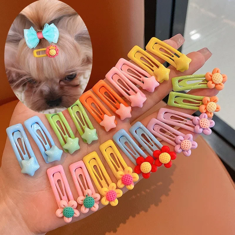 New Pet Dog Hairpin Candy Colors Small Puppy Cat Hair Clips Star Pet Hair Accessories Dog Hair Grooming Pet Grooming Girl Gift