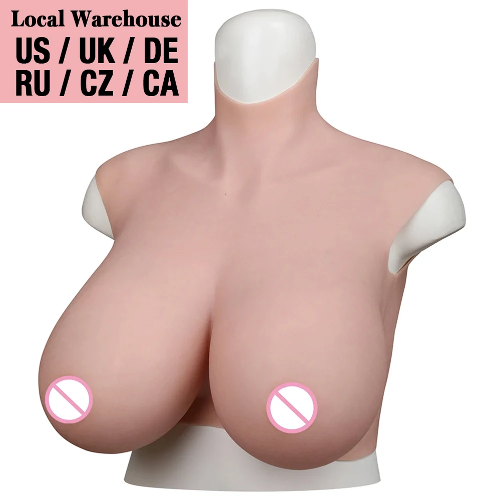 7th Pluse Size K Cup Silicone Breast Form Oil-Free Breastplate Fake Tits For Crossdresser Transgender Drag Queen Cosplay