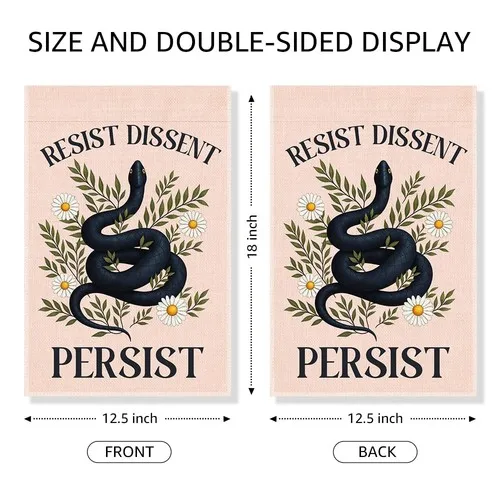Resist Dissent Persist Garden Flag, Funny Snake Protest Signs for Outdoors, L... PPZ