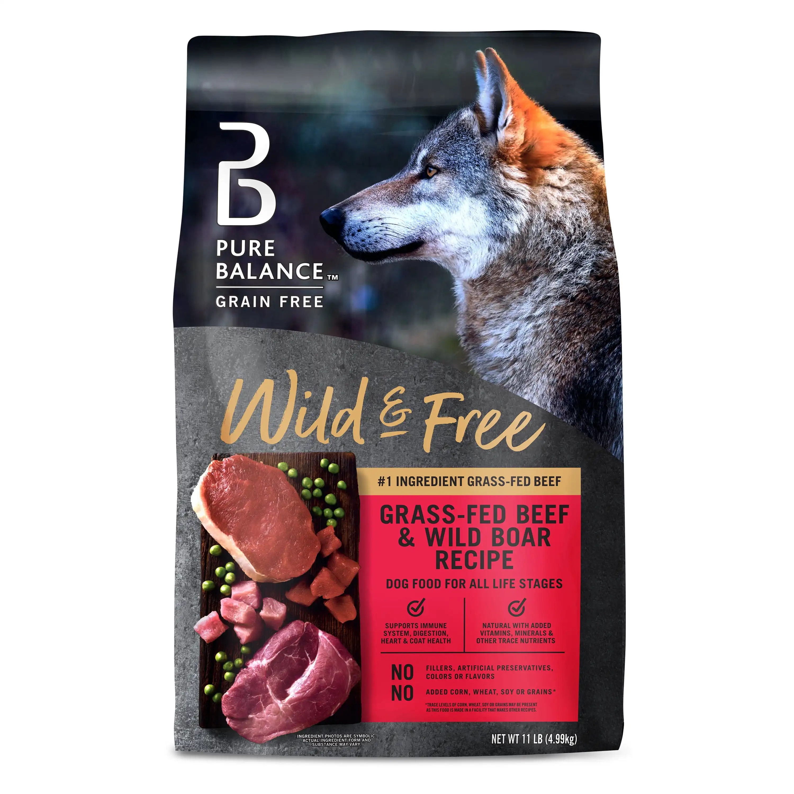 

Рецепт сухой кормы для собак Wild & Free из говядины и дикого кабана, беззерновой, 11 фунтов