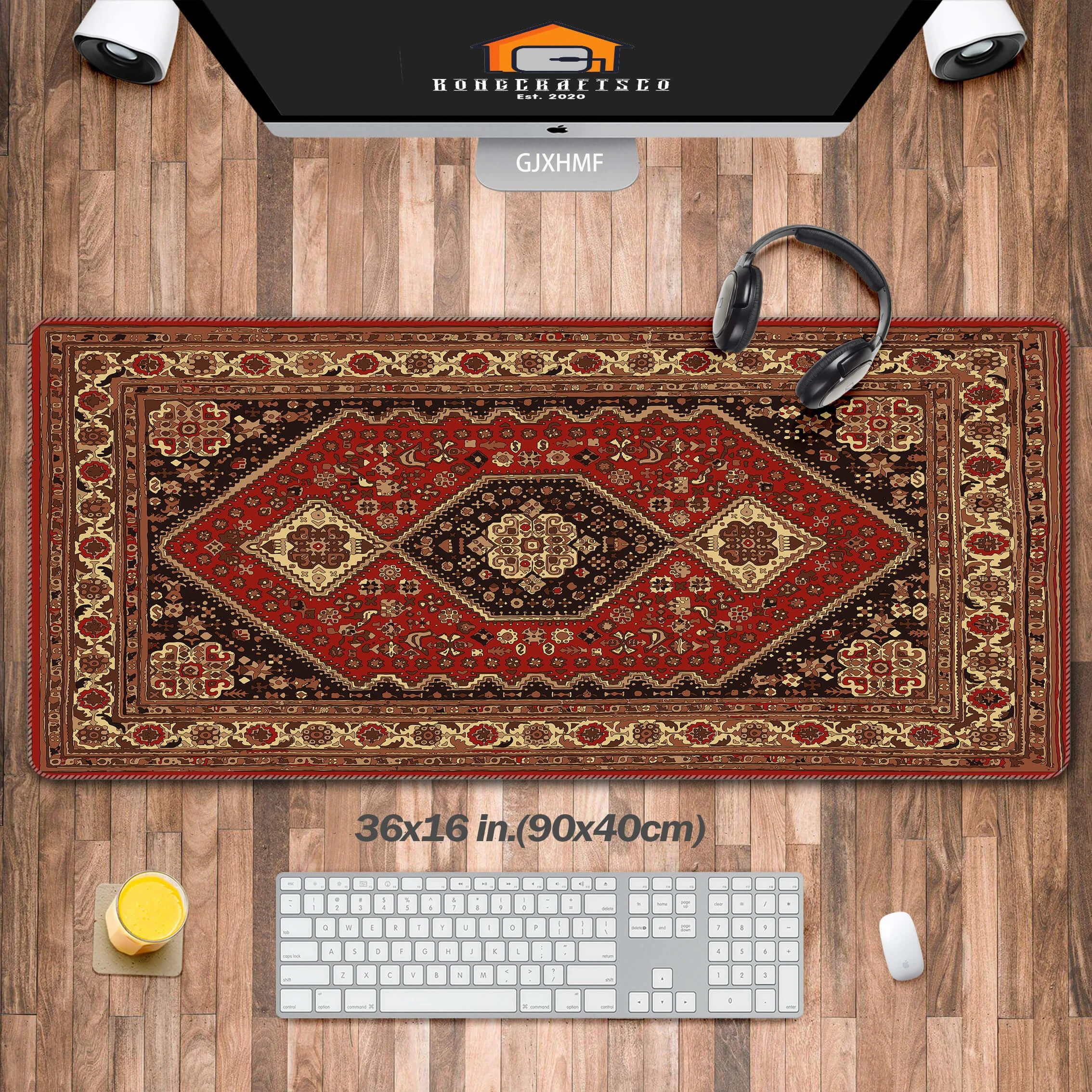

Persian Mouse Pad Texture Desk Pad (3 Patterns),Vintage Abstract Tribal Design Carpet,Artisan Mat Decoration,Office Computer Mat