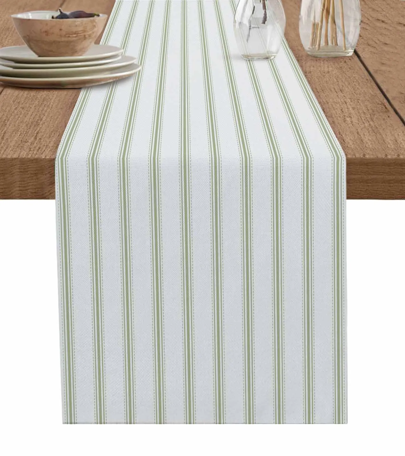 

Striped Sage Green Grain Table Runner Decoration Home Decor Dinner Table Decoration Table Decor