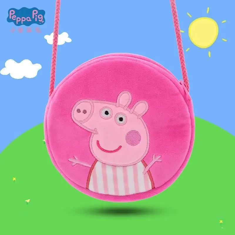 Hasbro Cartoon Peppa Pig Kindergarten Crossbody Bag Cute George Plush Shoulder Coin Storage Satchel Children's Toy Birthday Gift