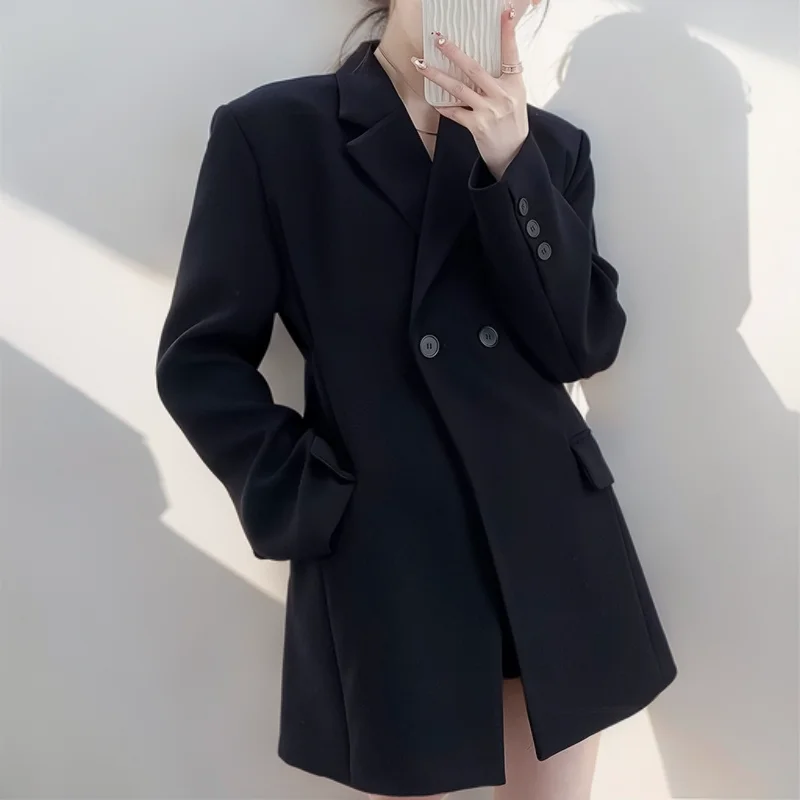 

Женский блейзер из твила, классический прямой крой, с отложным воротником, отделкой из бусин, разрезом сзади, дышащий, в стиле BF