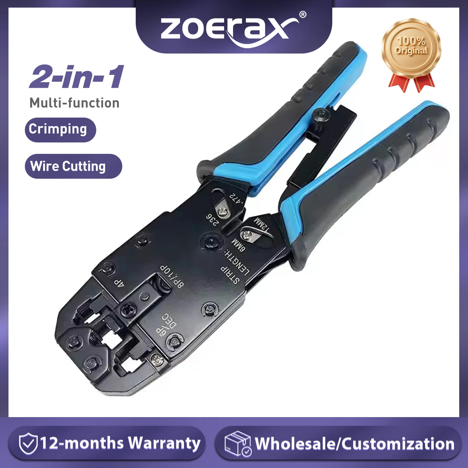 

ZoeRax RJ11 / RJ12 / RJ45 / RJ50 8P 10P 6P 4C Network LAN Wire Crimp Tool Connector Net Crimper Pliers